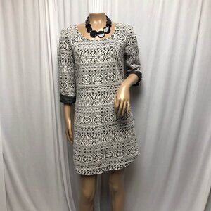 Maurices Geometric Shift Dress Womens Size Medium Black Ivory Boho Southwestern